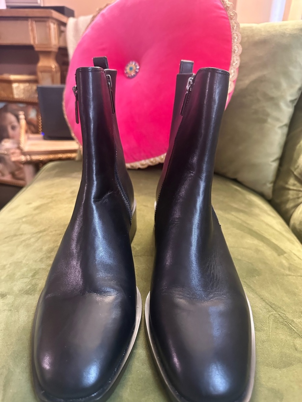 Karl Lagerfeld Black Leather Woman Chukka Boots with Side Zip